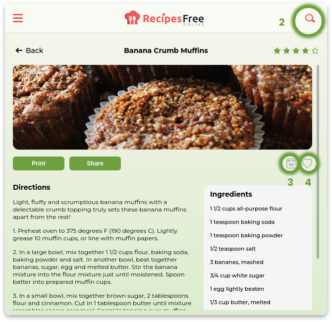 RecipesFreeOnline widget usage